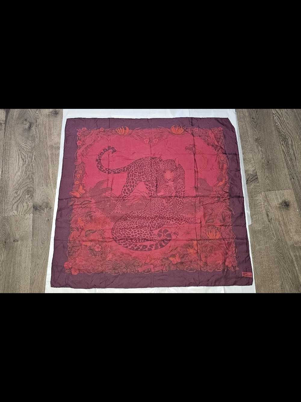 Hermes Luxury Red Leopard Jungle Love Print Scarf - Picture 2 of 5